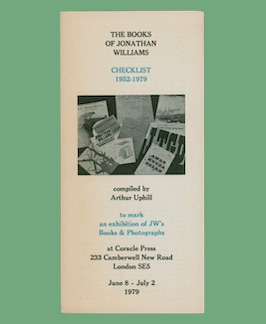 The Books of Jonathan Williams Checklist 1952-1979.